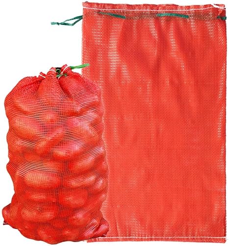 Extra Large Mesh Storage Produce Bags Reusable Vegetable Storage Bags 60 lbs Onion Storage Washable Net Bags 21 x 32 Pack of 10