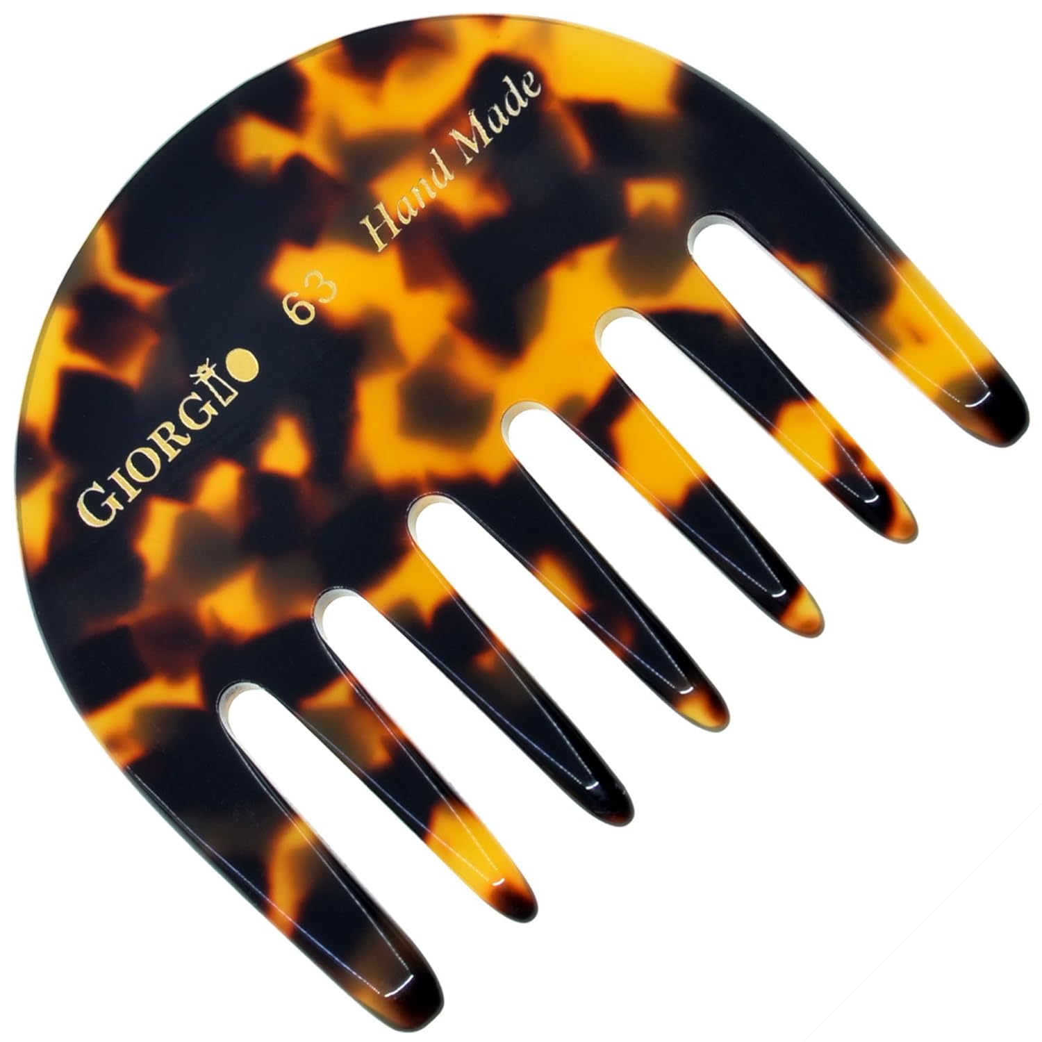 Giorgio G63 Wide Tooth Comb for Women - Detangling Pocket and Travel Comb for Thick Hair, Wet or Dry Hair Care. Handmade, Saw-Cut, and Polished
