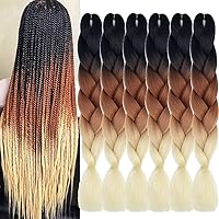Vista 56 de Xiaofeng Extensiones de cabello trenzado para mujer, 3 paquetes de 100g/paquete (3.53 oz/paquete), 24 pulgadas, alta temperatura, ombré, pelo