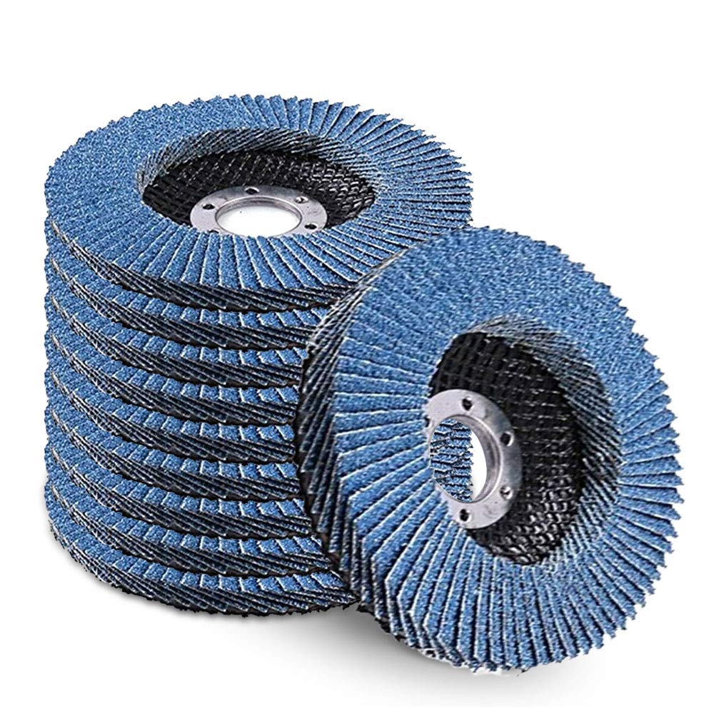 10 Scomparti for Dischi 115 mm Grana 60 Dischi lamellari da 4,5 Pollici for smerigliatrice angolare for levigatura di Legno, plastica e Metallo (60 Maglie)