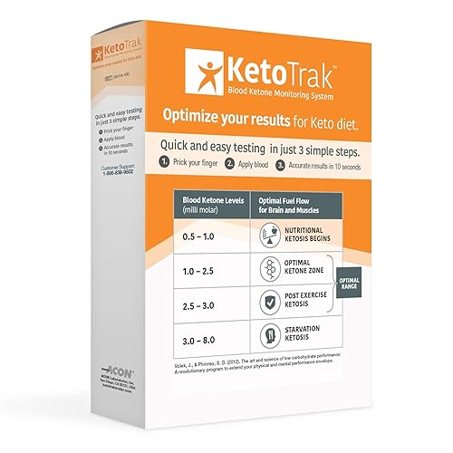 Miniatura 4 de KetoTrak Kit de prueba de cetonas en sangre, 3.3 ft, 10 tiras de cetonas, 1 dispositivo de punción, 10 lancetas, optimiza tu resultado para la dieta