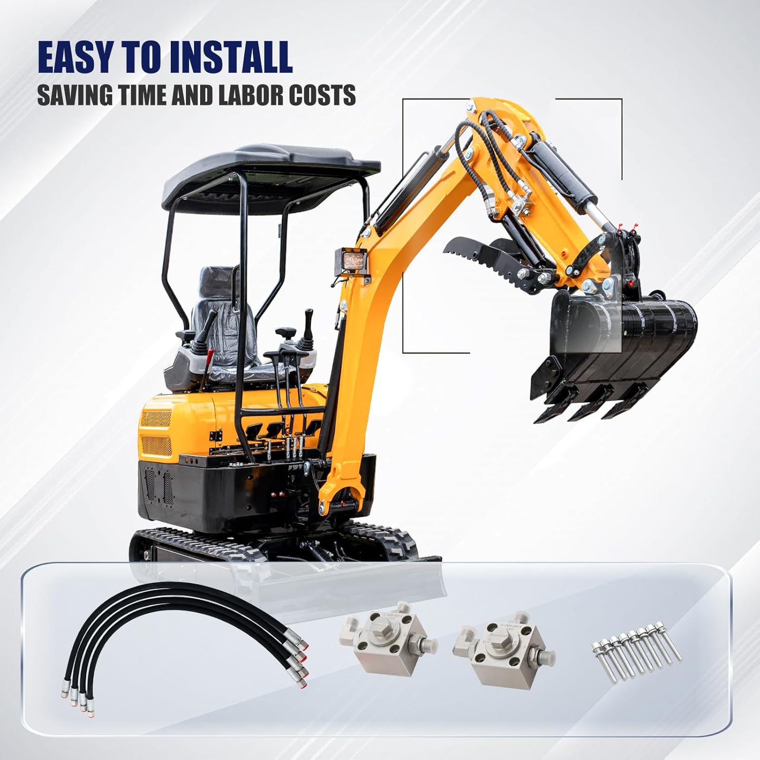 2 Pack 3 Way Hydraulic Diverter Valves Kit for 1-2 Ton Mini Excavators, with 31 inch Hydraulic Hoses, Quick Connectors & Auxiliary Connector. Excavator Attachments Fit M14 Hose - Image 8