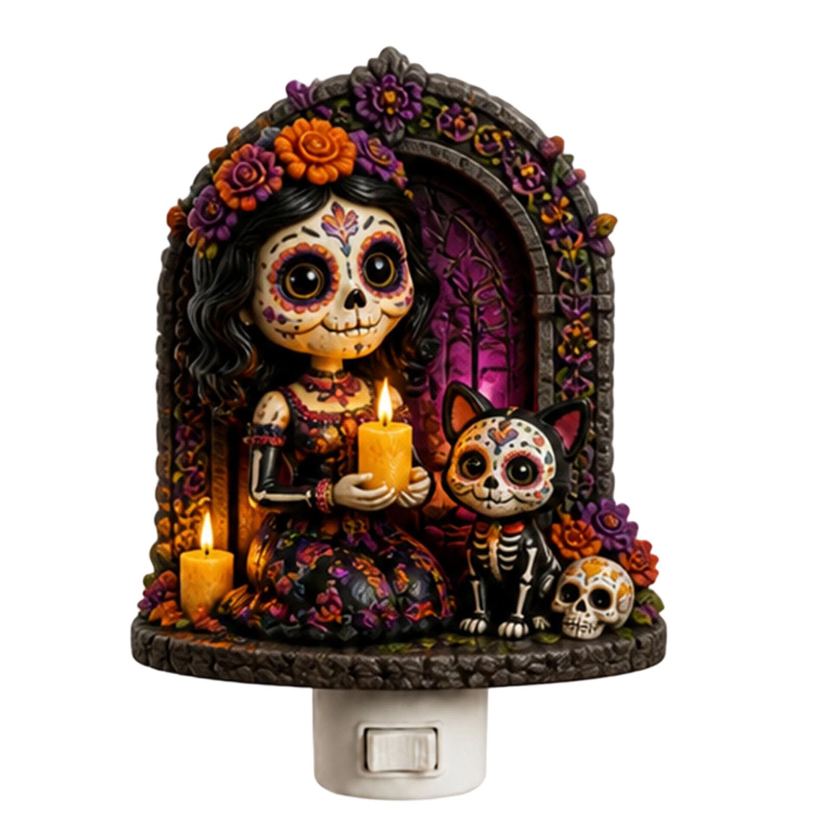 2026 Flat Halloween Night Light Plug In Automatic Dusk To Dawn Sensor LED Decorative Lamp For Kids Bedroom Home (Black1, One Size)