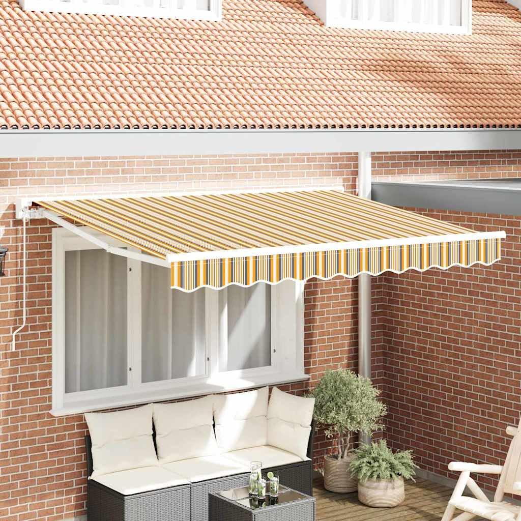 Cadre de store en aluminium jaune et gris 250x200 cm motorisé pour terrasse moderne