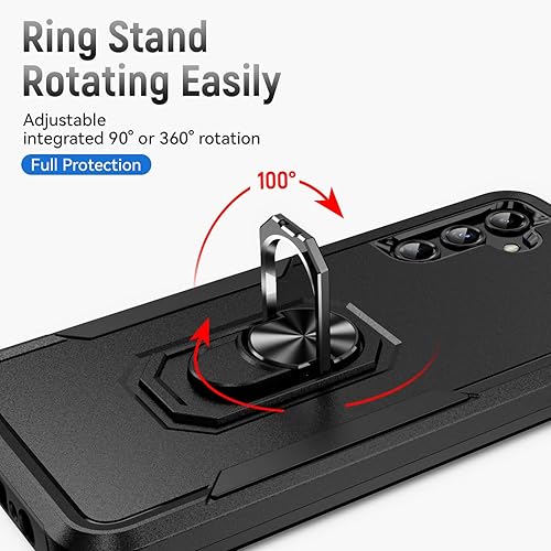 Miniatura 6 de Funda para Samsung Galaxy A14 5G con protector de pantalla con anillo de soporte, resistente protección de grado militar a prueba de golpes para