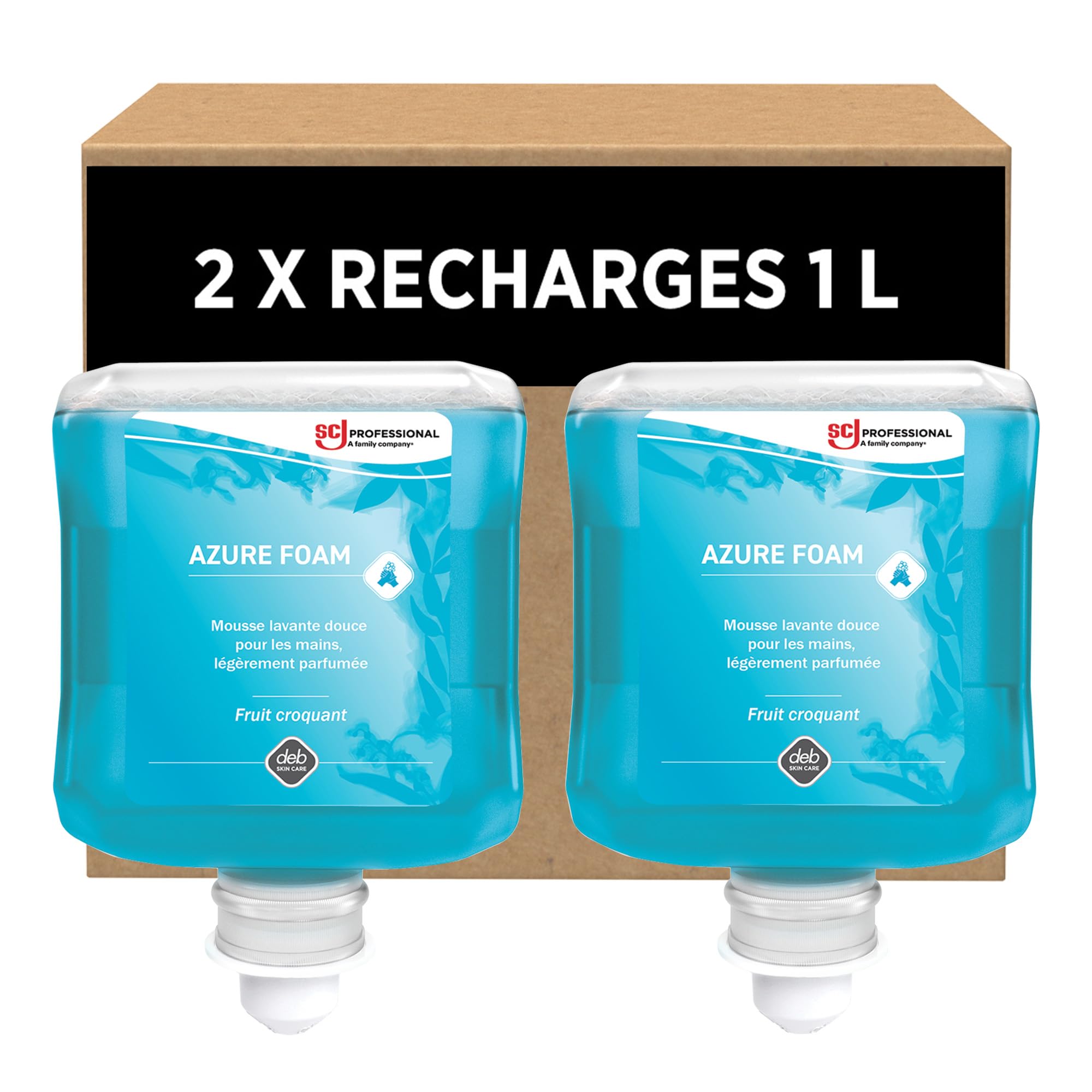 SC Johnson Professional Azure Foam Kit de Recharges – Nettoyant moussant – Lavage des Mains pour Peaux sensibles – Parfum Fruits Frais – 2 Cartouches de 1 Litre – Réservé à Un Usage Professionnel