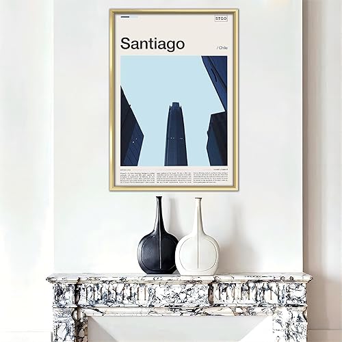 Miniatura 3 de Impresión de Santiago, mural de casa moderna de Santiago, póster de Santiago, Art Deco de Santiago, póster de viaje de Chile (12 x 16 pulgadas,