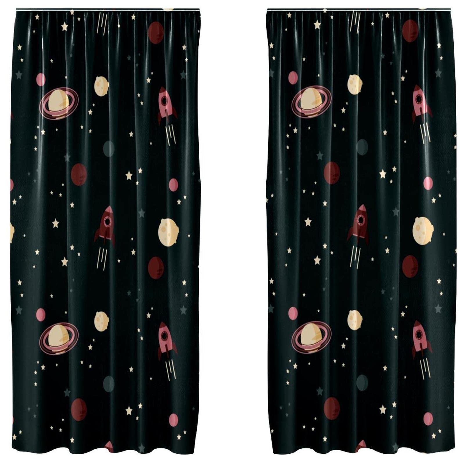 Cortinas de cohetes con fondo oscuro para dormitorio que reducen la claridad visual