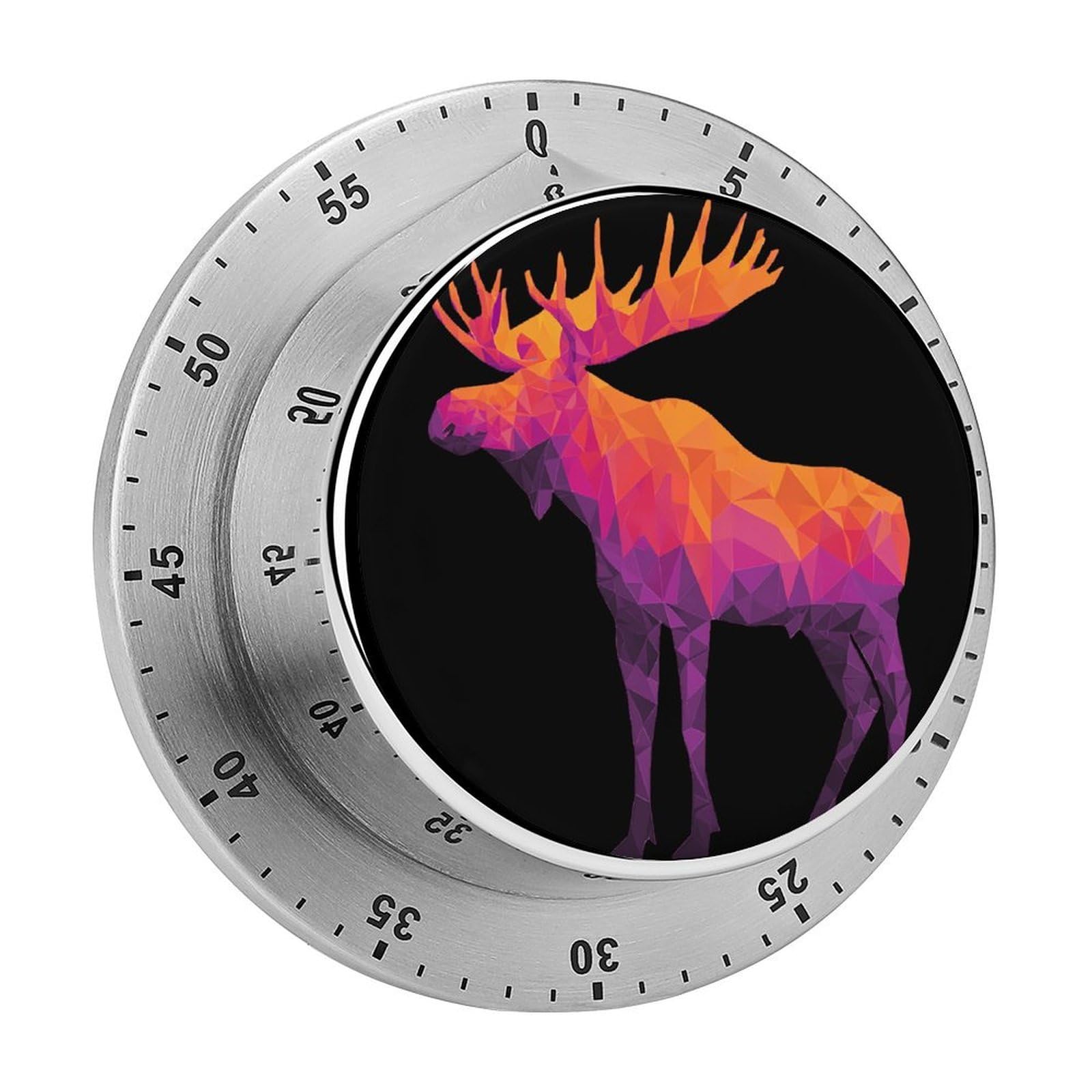 Geometry Moose Mechanical Timer with Alarm for Kitchen Cooking Productivity Stainless Steel Timers