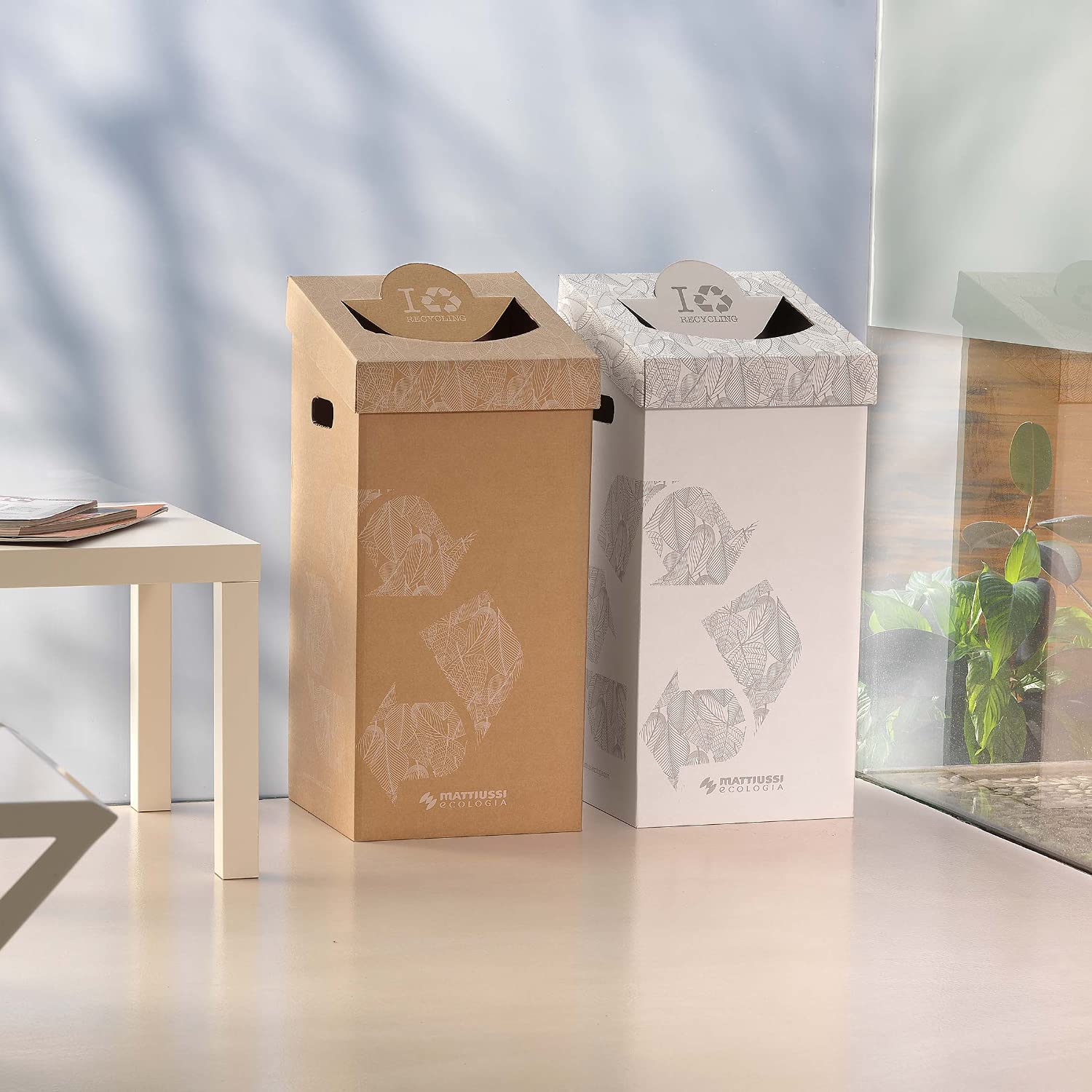 MATTIUSSI CART-ONE 70 litri: contenitore in cartone per la raccolta differenziata (5 pezzi, bianco)