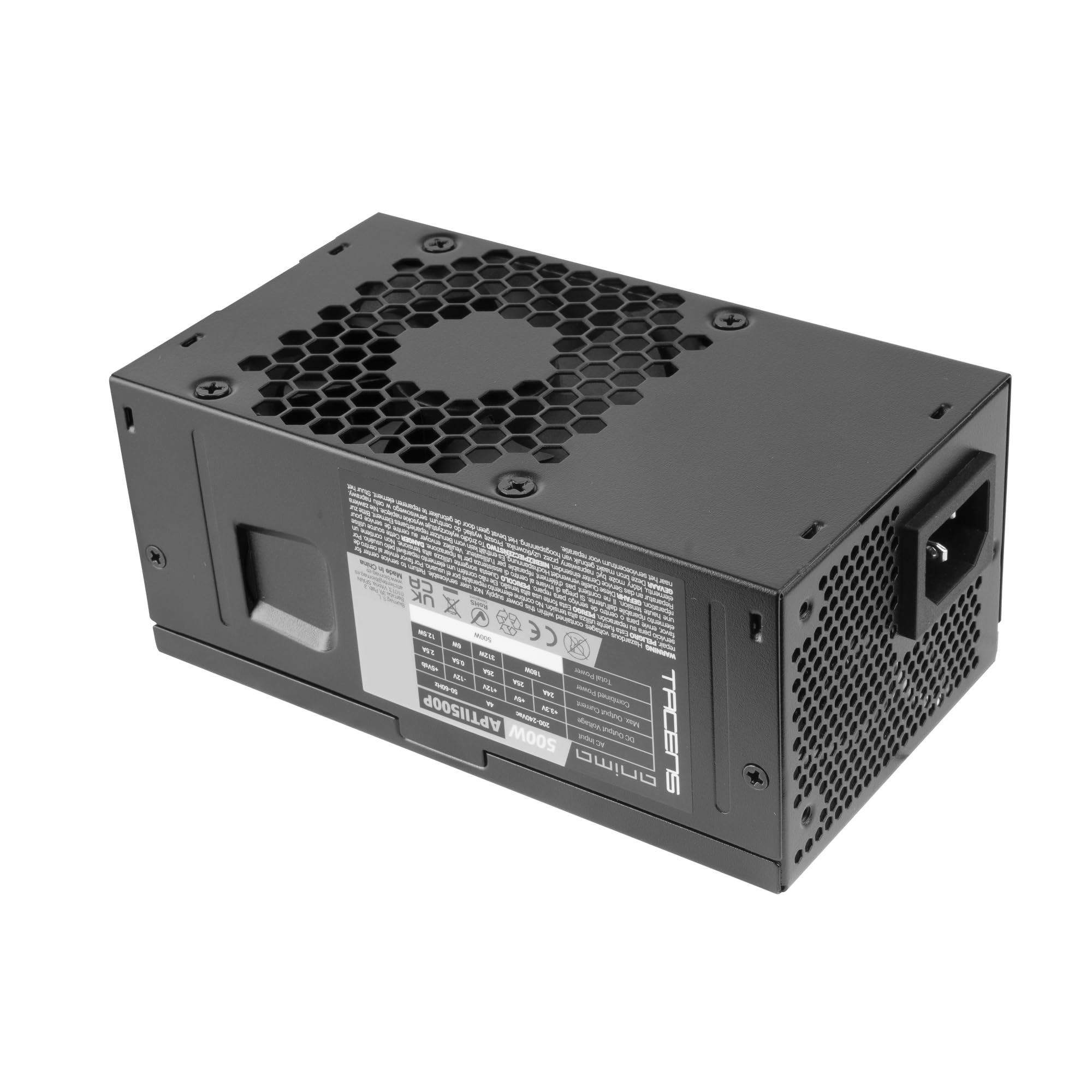 Tacens Anima APTII500P, Bloc d'alimentation TFX, Puissance 500W, Design Ultracompact, Rendement 85%, Technologie SMD, Ventilateur 80mm, Alimentation PC Professionnelle avec Câblage Plat, Noir