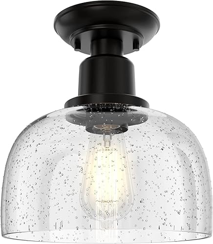 Miniatura 12 de EAPUDUN Lámpara de Techo Semiempotrada Estilo Granja, Lámpara Colgante Industrial de 3 Luces en Acabado Bronce Frotado con Aceite con Pantalla de