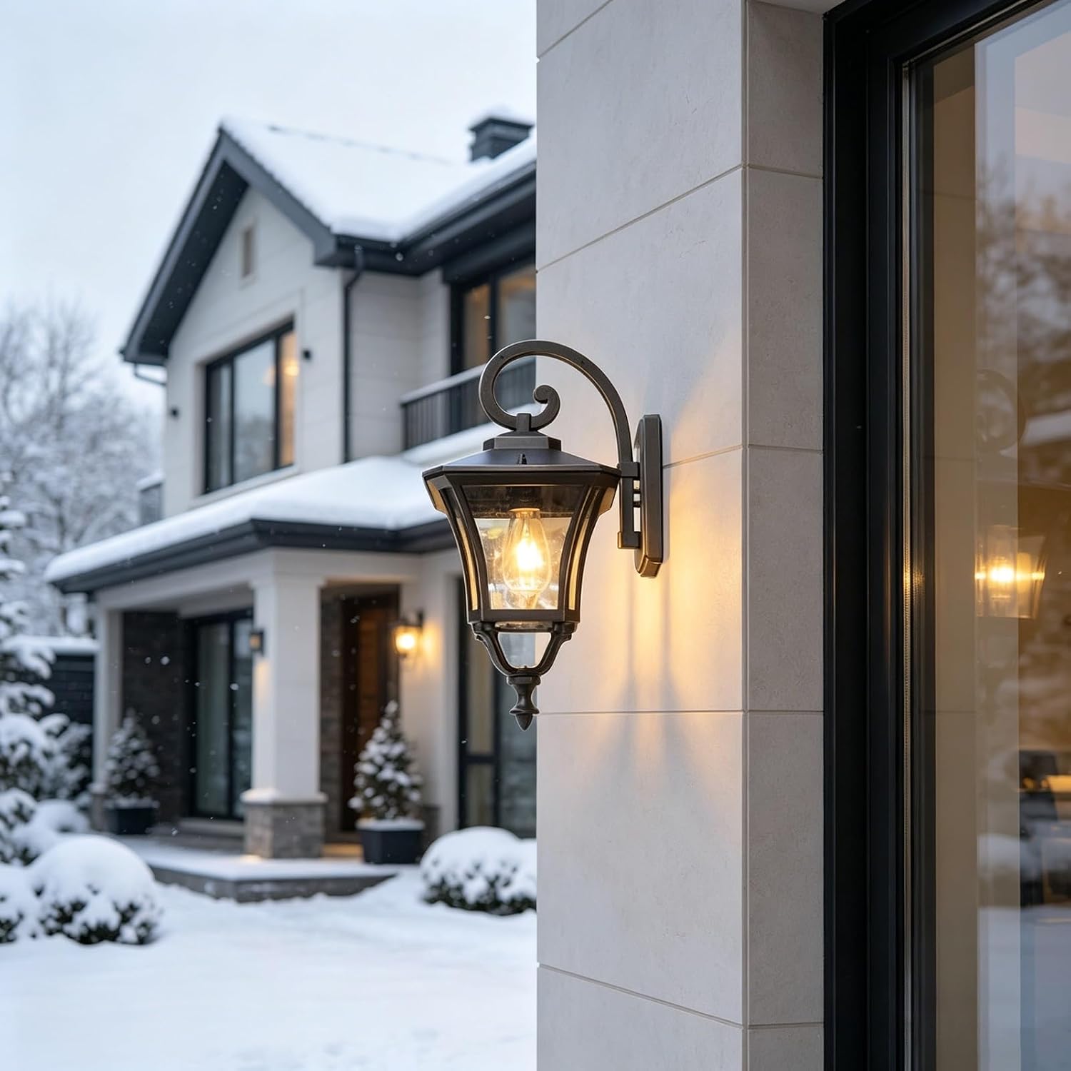 Outdoor Wall Lamp with E27 Socket, 20" Black Die Cast Aluminum Body