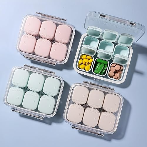 Miniatura 7 de SOFISO Organizador de medicamentos de viaje de 46 de rejilla, organizador de píldoras de 10 días, pastillero portátil, impermeable, estuche de