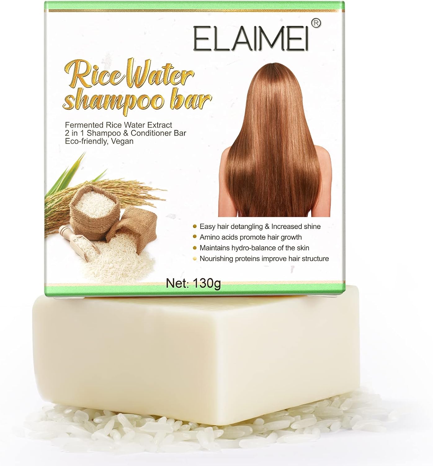 Rice Water Shampoo and Conditioner Bar 130G Anti Hair Loss Solid