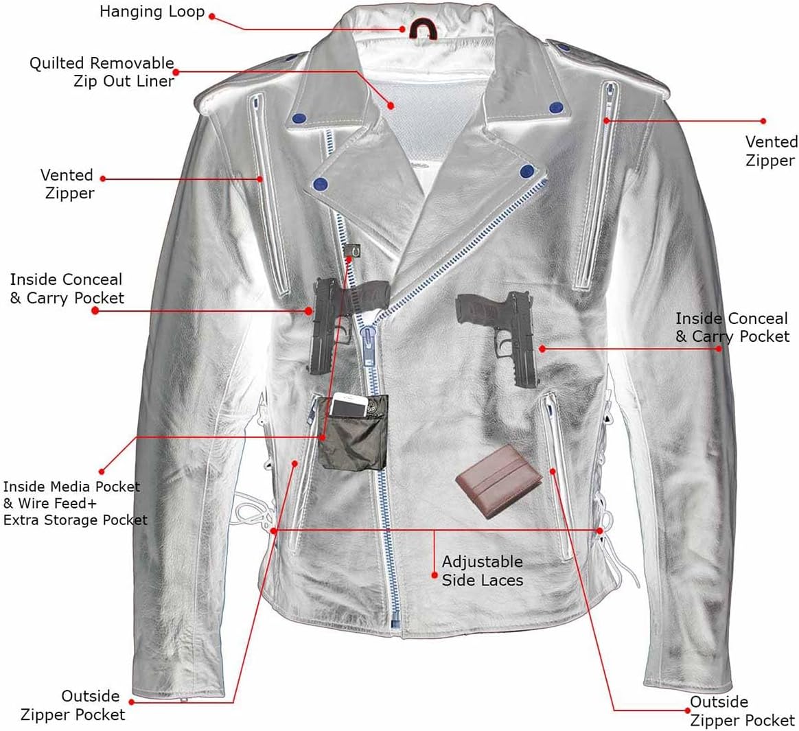 Milwaukee Leather LKM17004 Men's Classic Premium Black Vented Motorcycle Leather Biker Riders Jacket - Small - Image 3