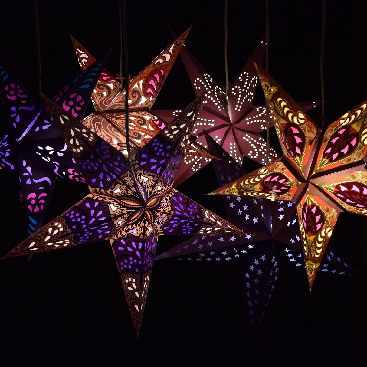Lavender Pink Obsession Paper Star Lantern with 12 Foot Power Cord Included