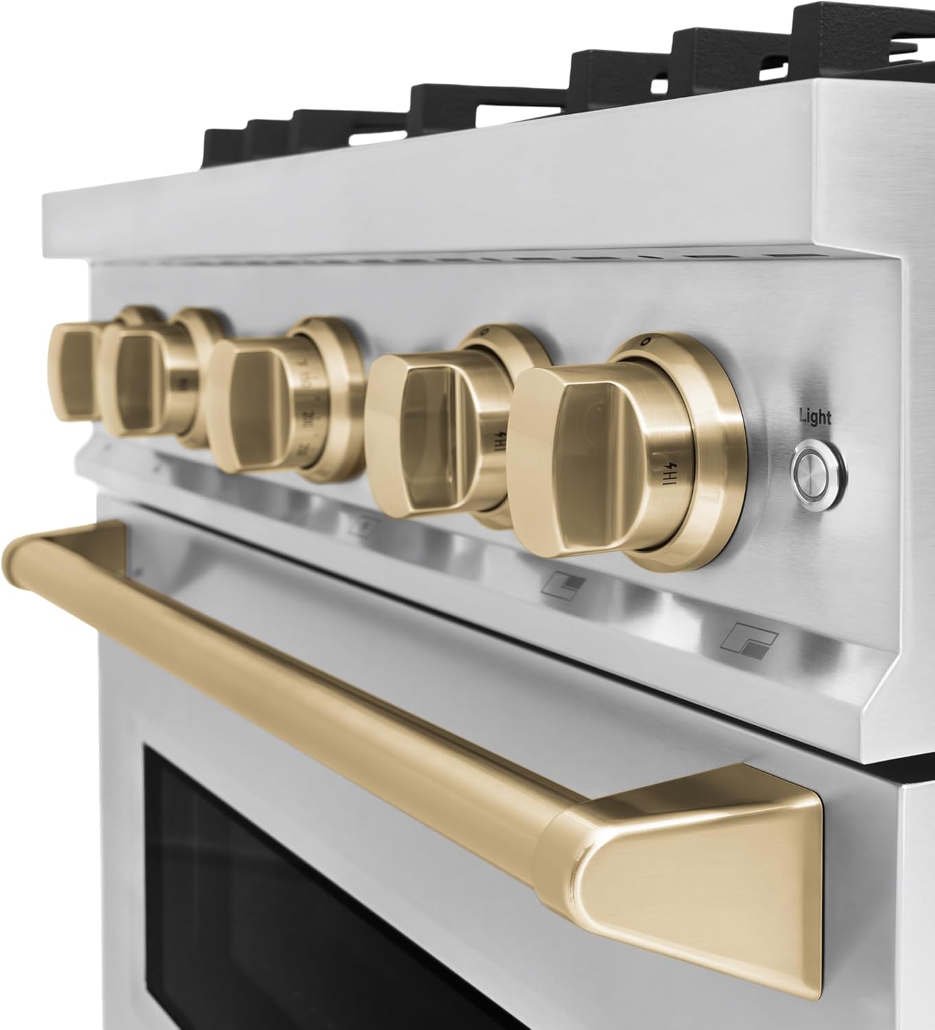 ZLINE Autograph Edition 30 in. 4.2 cu. ft. Classic Gas Range with 4 Burner Cooktop and Convection Gas Oven in Stainless Steel and Champagne Bronze Accents (CGRZ-30-CB)