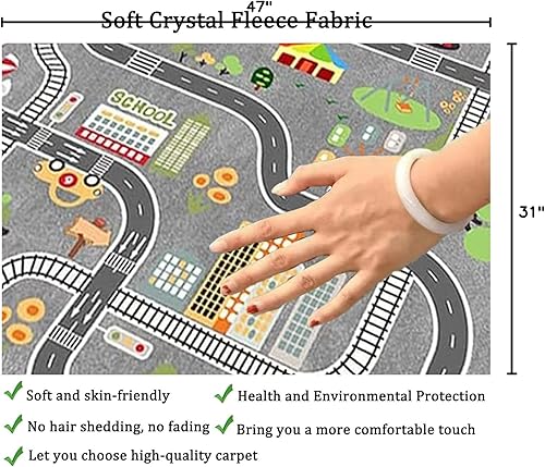 Miniatura 10 de Alfombra de juego para niños para autos de juguete, alfombra educativa de tráfico por carretera, alfombra de diviértete , alfombra antideslizante