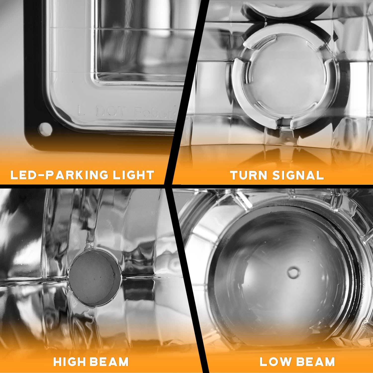 WEELMOTO LED Projector Headlights for 1994-1998 Chevy C10 C/K 1500/2500/3500 Silverado Suburban Tahoe 92-94 Blazer Headlamp Replacement with Corner & Bumper Light