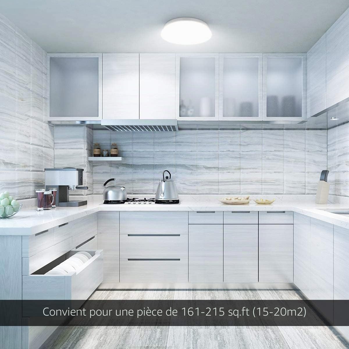 Lepro Plafonnier LED 22 W - 1500 lm - Diamètre : 30 cm - 5000 K - Pour salle de bain, couloir, cuisine, salon, chambre à coucher, balcon, blanc froid - Panneau LED plat - Lampe ronde - IP20