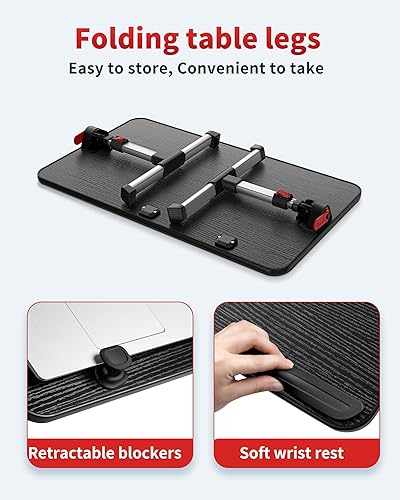 Miniatura 4 de SAIJI - Mesa de escritorio para laptop, soporte ajustable para laptop, escritorios de regazo portátiles con patas plegables, bandeja de desayuno