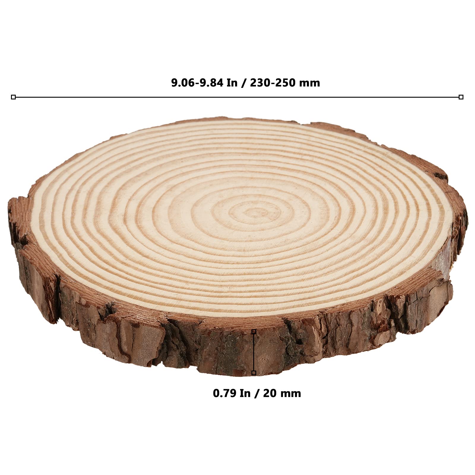 MUKLEI 8 Stück 23–25 cm Holzscheiben rund, ohne Loch, Holzscheitscheiben, unlackierte Holzkreise, Holzscheiben für Kunst, DIY-Handwerk, Weihnachtsschmuck, Hochzeitsdekoration, Holzuntersetzer