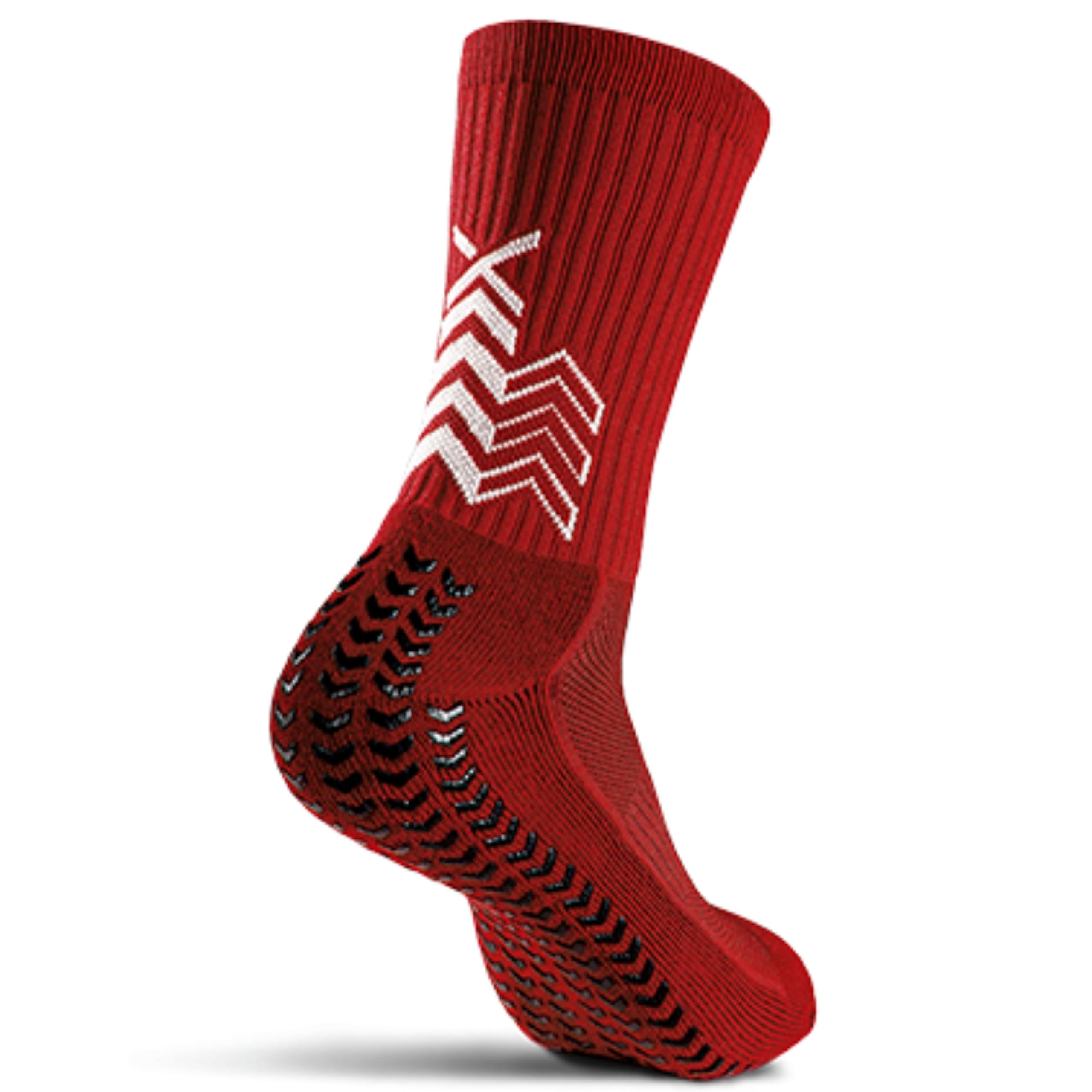 SOXPro Classic - Calze Antiscivolo Calcio - GRIP in Silicone - Uomo, Donna - Anti-​vescica, Traspiranti e Professionali - Sport, Running, Padel, Tennis (IT, Testo, M, Regular, Regular, Red)