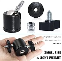 Vista 7 de EXMAX Mini cabeza esférica de aleación de aluminio de 360 grados giratoria Mini trípode con adaptador de tornillo de 3/8 a 1/4 pulgadas para cámara