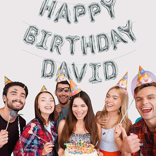 Miniatura 4 de TONIFUL 65 globos de letras de la A a la Z personalizados, globos plateados de feliz cumpleaños de 16 pulgadas y 2 juegos de globos de letras A-Z de