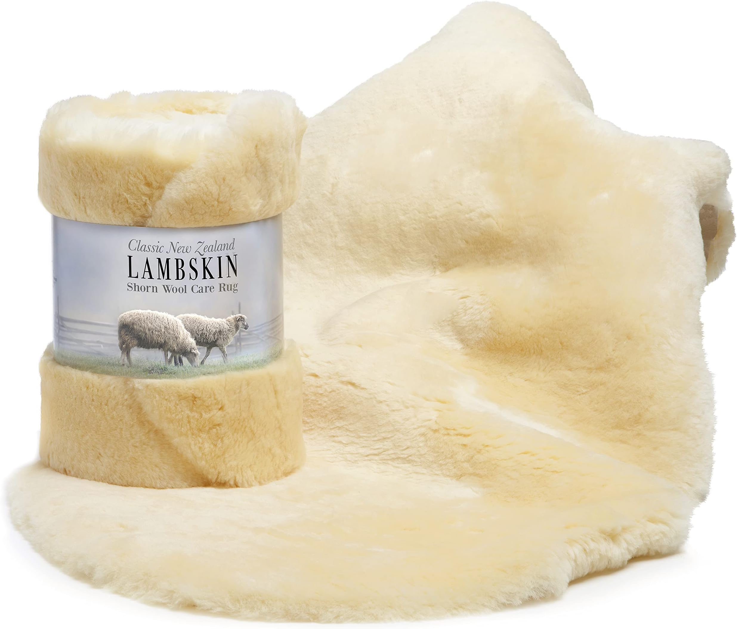 Genuine New Zealand Baby Sheepskin, 100% Natural, Soft Shorn Wool, Soothing Comfort, All Seasons, Size Large LRG 34-36 inches in Length