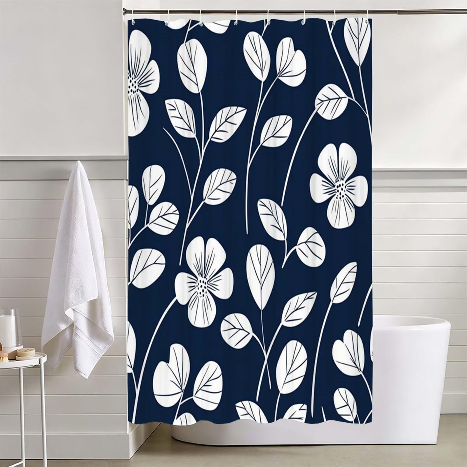 Rideau de Douche 200x200cm, Bleu Rideau de Baignoire D-552