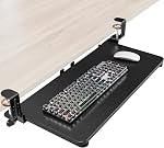 Ergonomic Keyboard Tray Under Desk, Pull Out with Adjustable C-clamp, 25.6 (31.5 Including Clamps) x 11.8 Inch Slide Out Computer Keyboard Drawer Mouse Tray for Typing, Large & Walnut