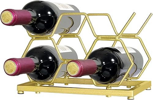 Estante de vino para 5 botellas, elegante y funcional soporte de vino de metal, estantes de vino para encimera