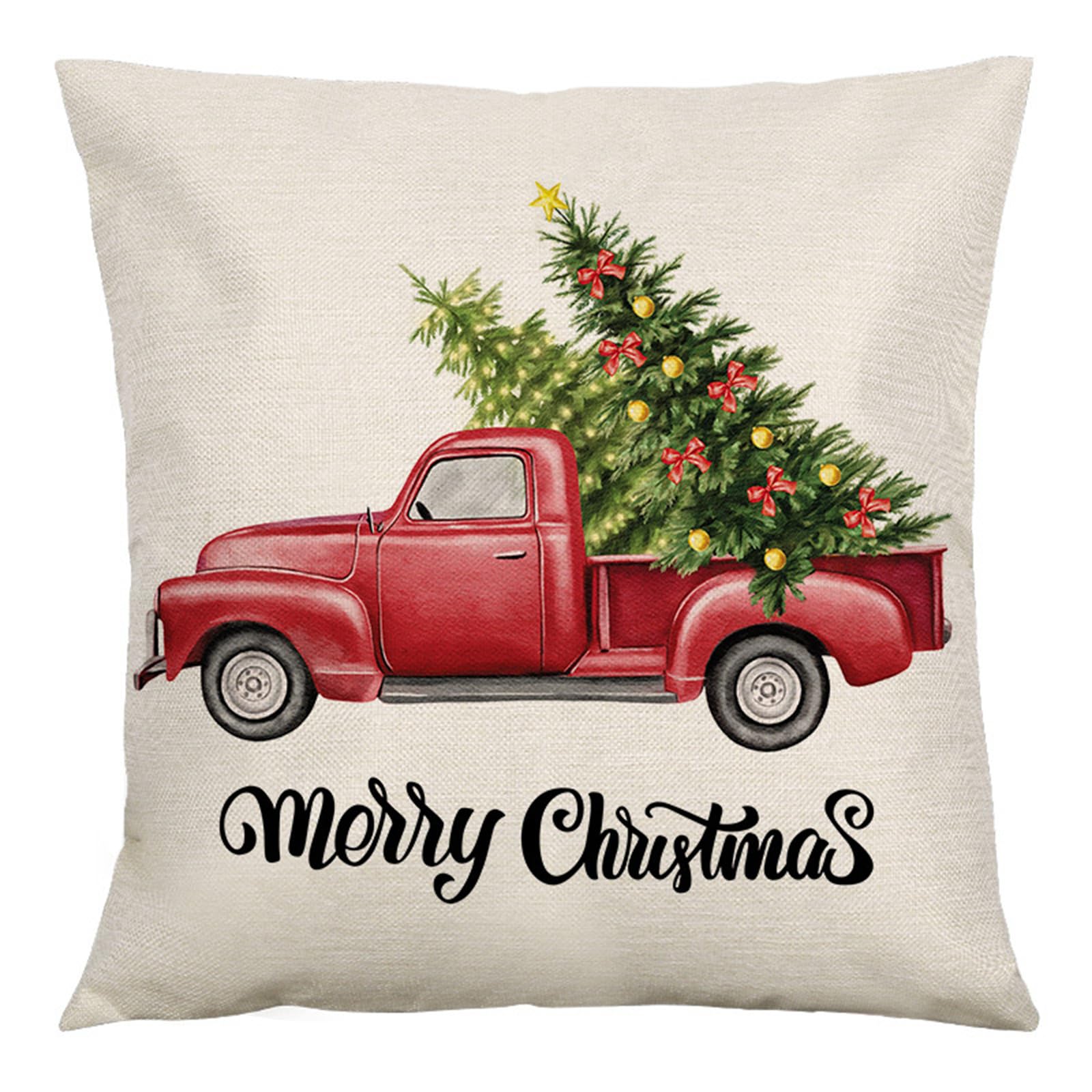 Kalttoy Merry Christmas Pillow Cover 45x45cm Throw Pillowcase Winter Christmas Decorations for Home Sofa Cushion Covers Pillow Cases for Bed