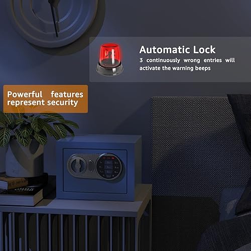Miniatura 6 de GOLDENKEY Caja fuerte y de bloqueo teclado electrónico digital de seguridad mini cajas fuertes pequeñas con caja de seguridad negra para uso en casa
