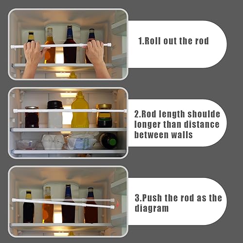 Miniatura 3 de 4 barras de tensión ajustables para refrigerador RV de 15.8 a 27.6 pulgadas, varillas de tensión extensibles para fijar alimentos, bebidas,