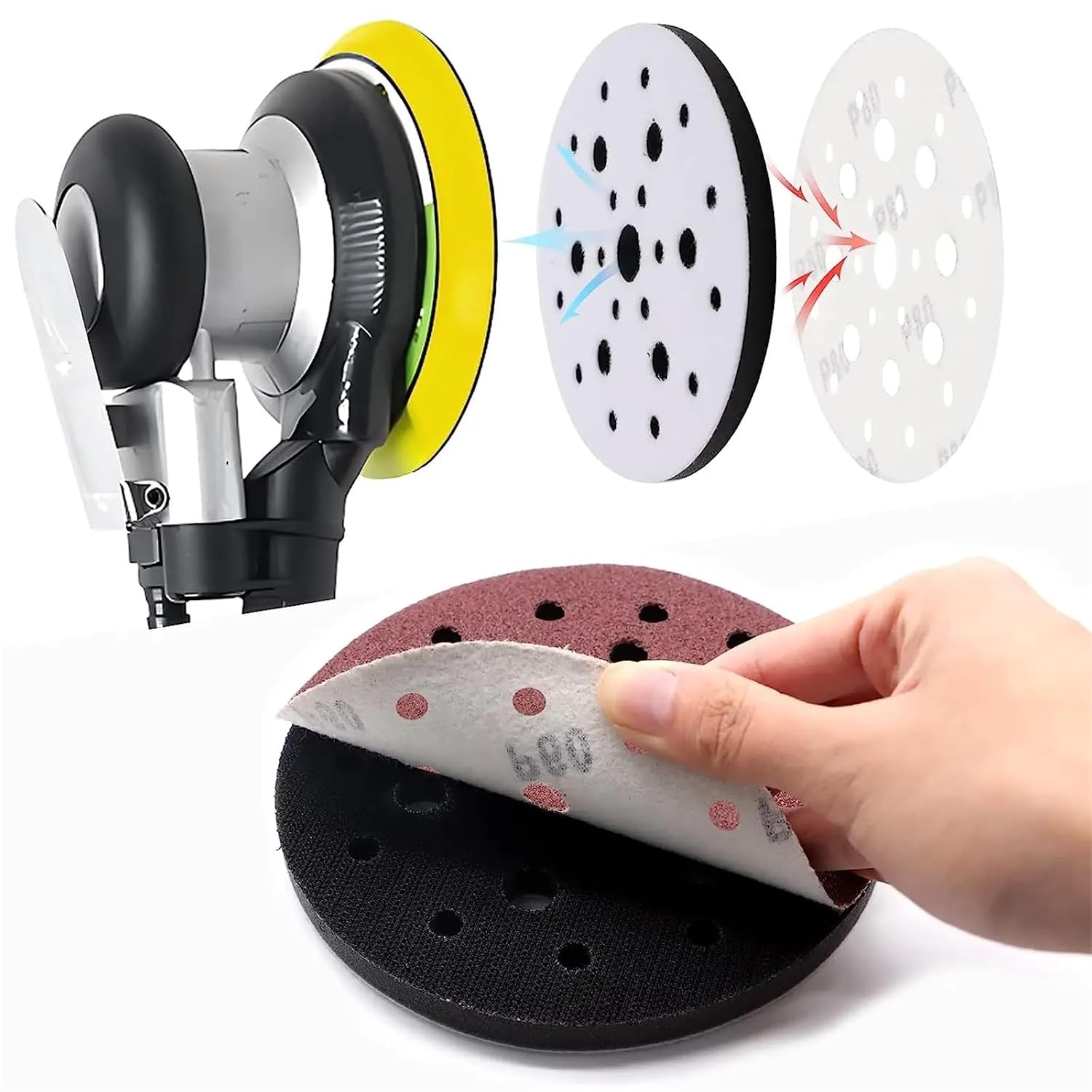 Backing Pad for Fibre Discs 10Pcs Interface Pads 6 Inch 25Hole Hook and Loop Soft Density Foam Sponge Cushion Buffer