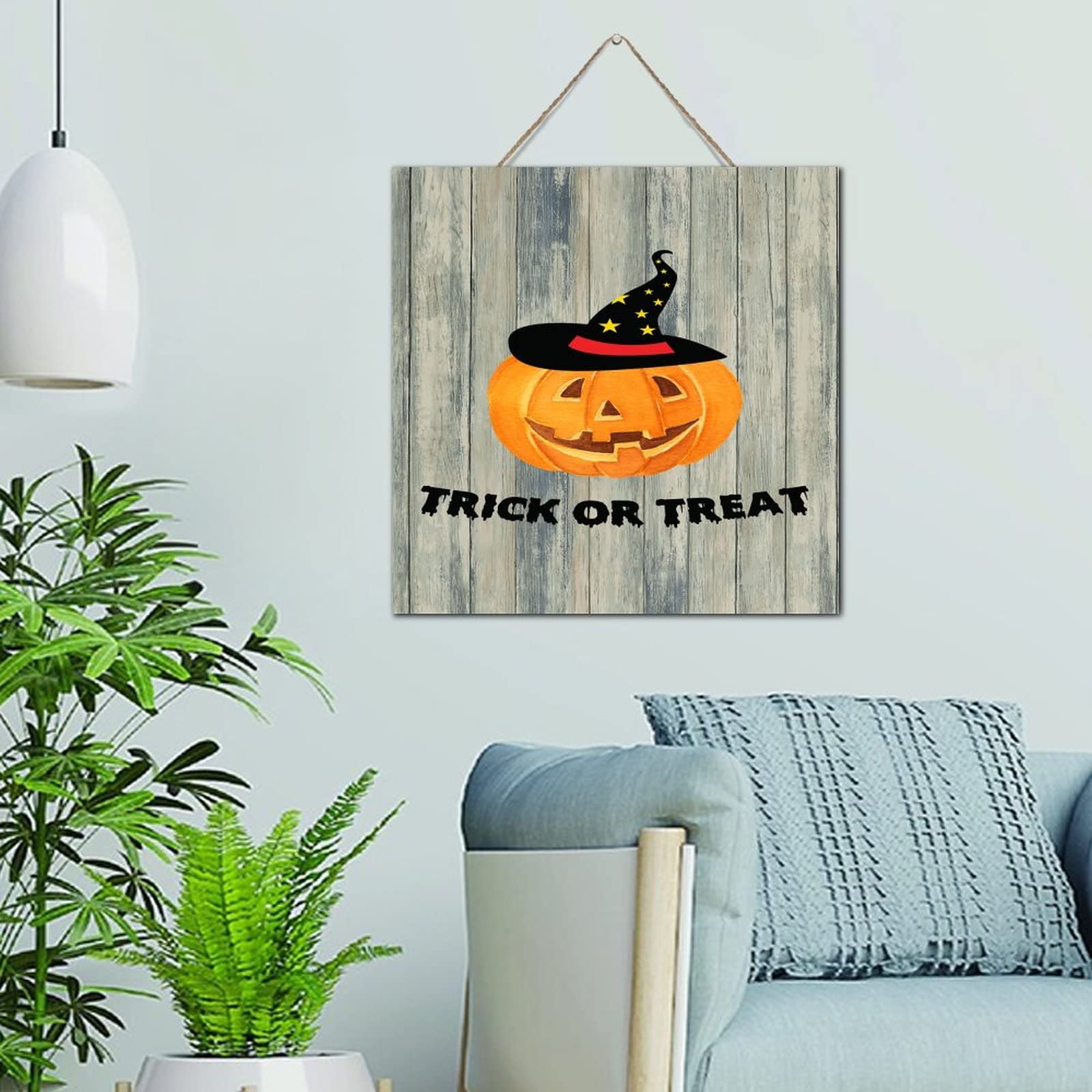 Décoration murale en bois antique Halloween avec citrouille Hocus Pocus haute finition