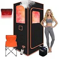 Portable Infrared Steam Sauna Tent for Home, Single Person Warm Sauna Box with Red Light Function, 3L/1200W Steamer, Remote Control, Folding Chair, Indoor Personal Home Spa, 32" x 32" x 71"