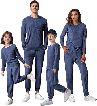 IFFEI Family Matching Pajamas Sets 2 Piece Lounge Set Long Sleeve Soft Loungewear Sleepwear Joggers with Pockets