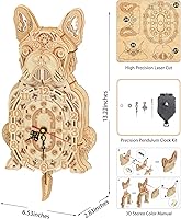 Vista 3 de Rompecabezas 3D de madera para adultos modelo de reloj de bulldog mecánico - Kits de reloj de madera con temática navideña para construir