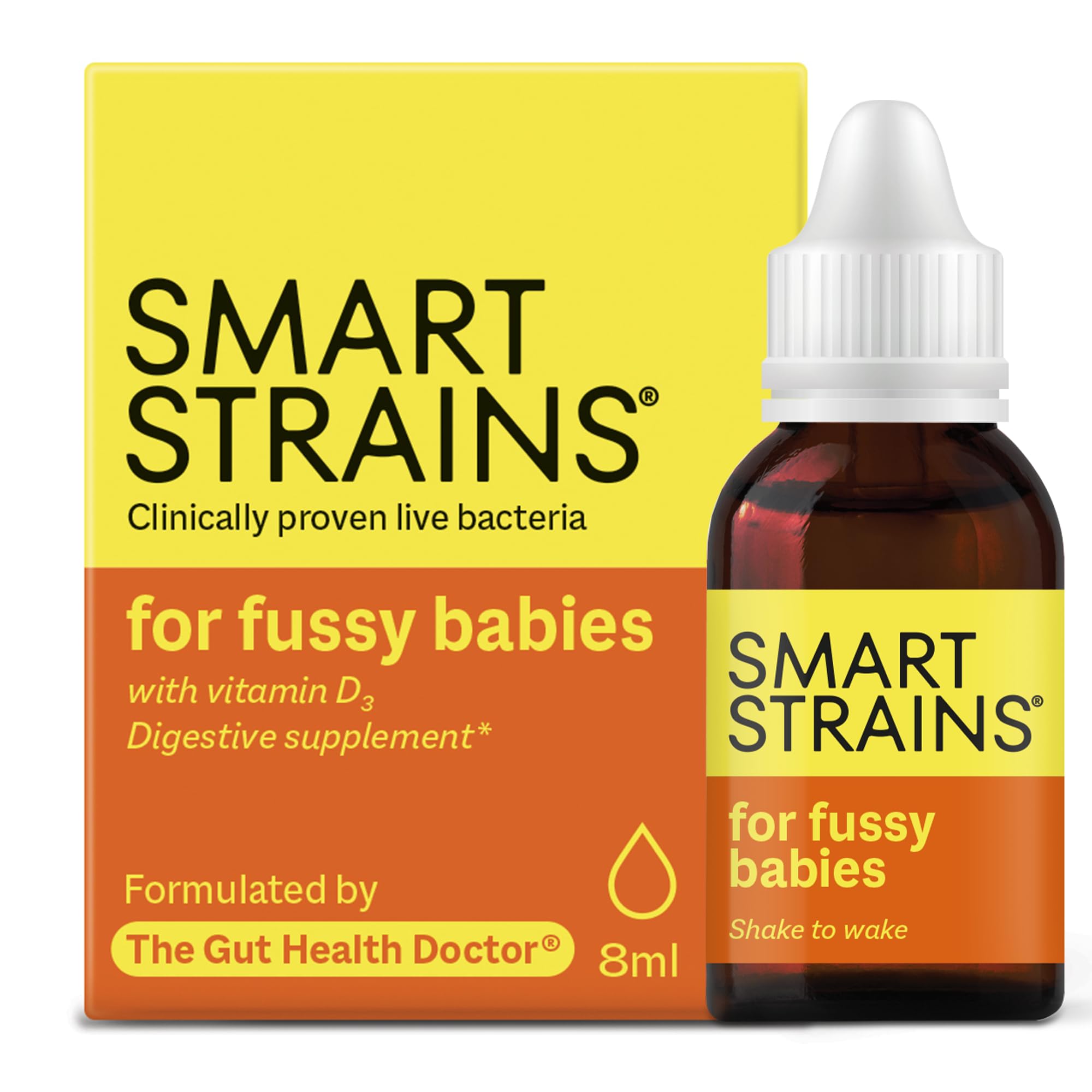 SMART STRAINS Baby Drops - Clinically Proven Live Bacteria for Babies, Formulated by The Gut Health Doctor PhD in Probiotics | 1 Billion Bacterial Cultures & Vitamin D3 for Immune Support | 28 Doses