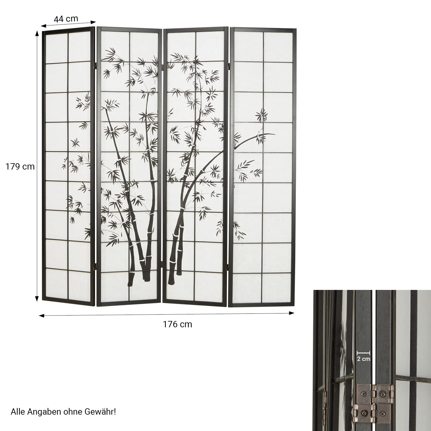 Homestyle4u 4 éléments de écran intercalaire Partition Motif Bambou Noir, Single/Petite