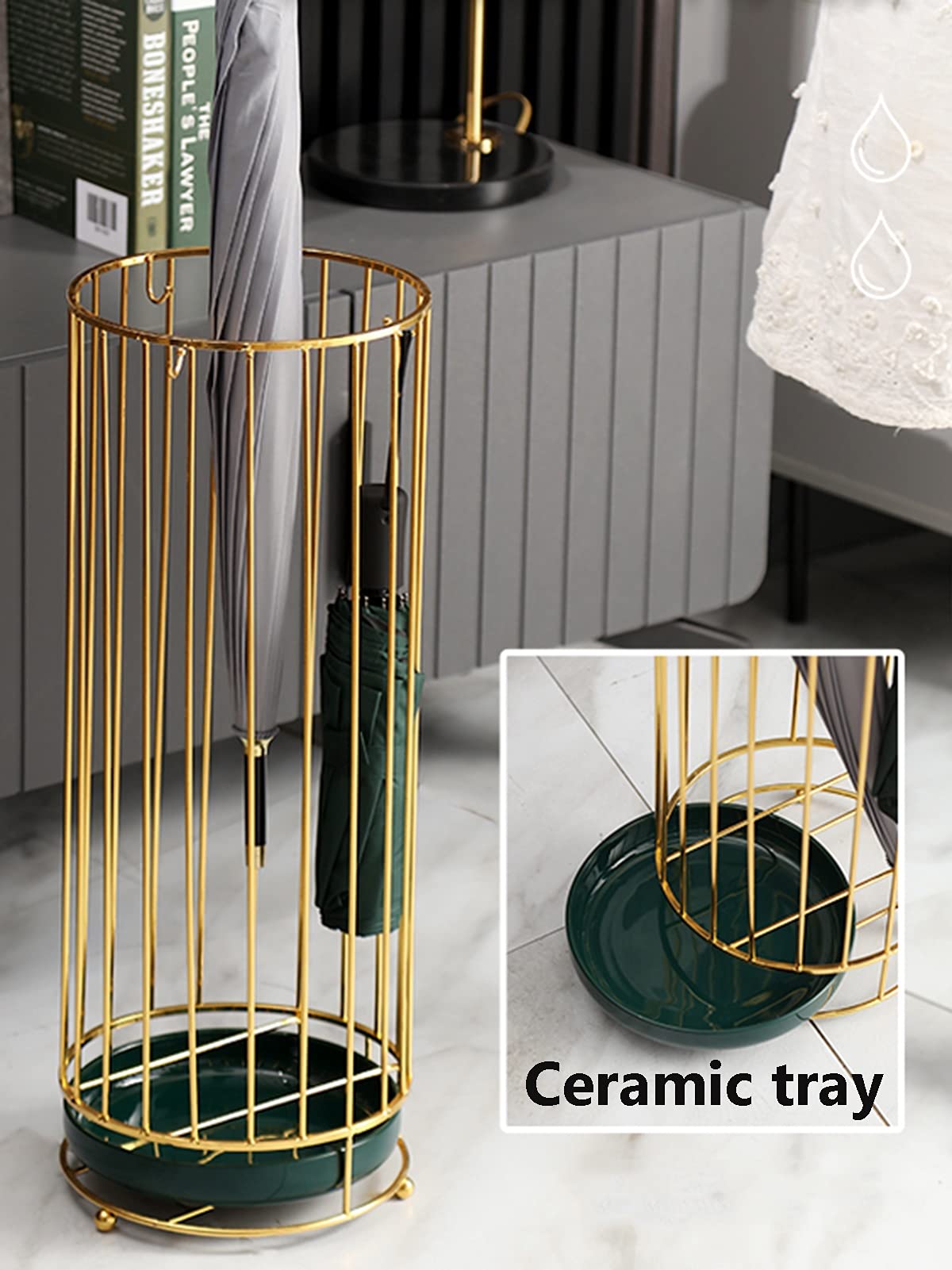 Support Parapluie Avec Bac D'égouttement Amovible - 21.8x9x28 Cm | Pour Maison Et Bureau, Rangement Pratique