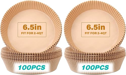 Miniatura 9 de Qhou Forros para freidora de aire, 100 piezas de papel pergamino redondo, accesorios antiadherentes para freidora de aire, sartén, forros para