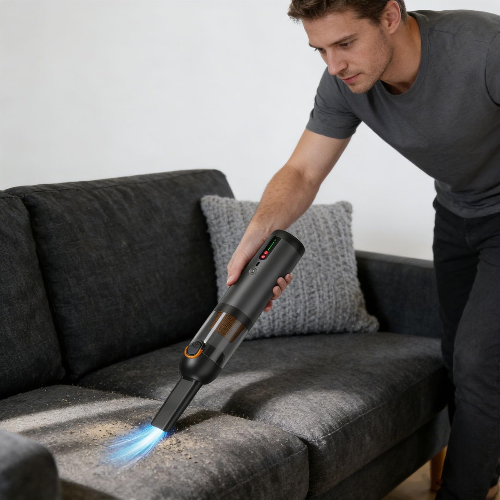 Genérico Aspiradora De Mano Multifuncional 4 En 1, Carga Rápida Tipo C, Potencia De Succión De 120 W + 19 Kpa, para Limpiar Alfombras, Muebles Y Mesas
