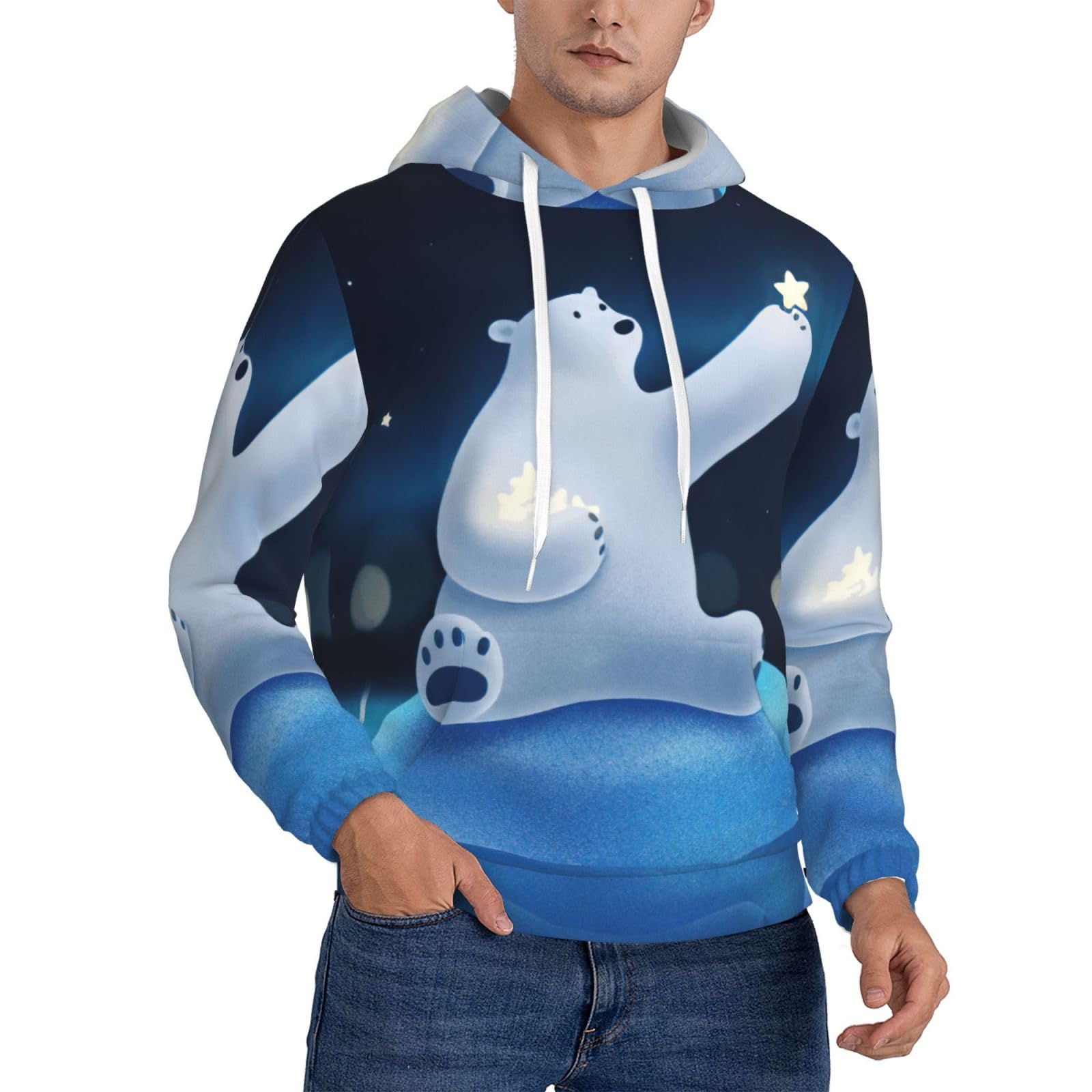 Sweat à capuche ours EdWal pour homme en polyester avec poche kangourou - 8