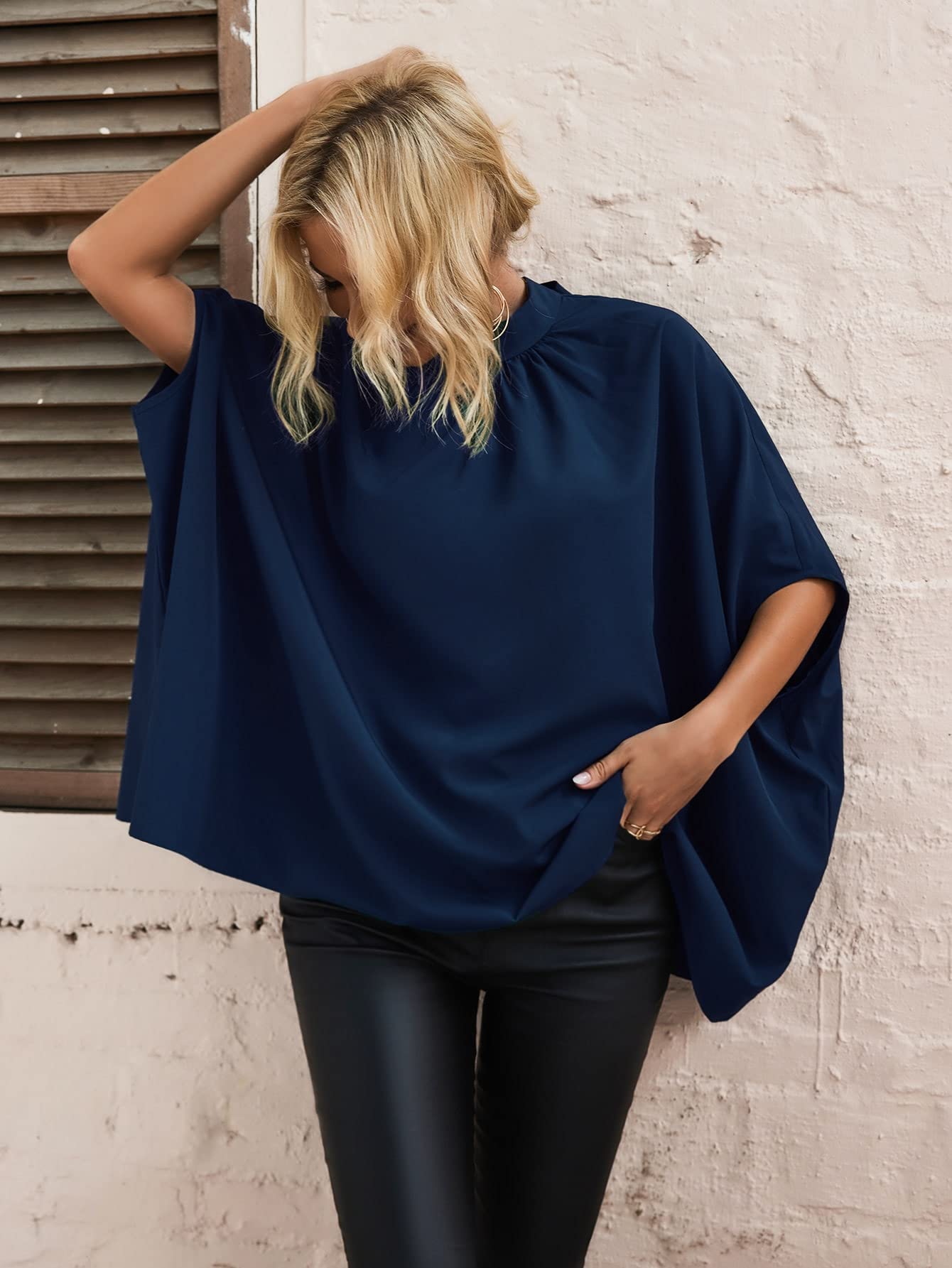 navy batwing top