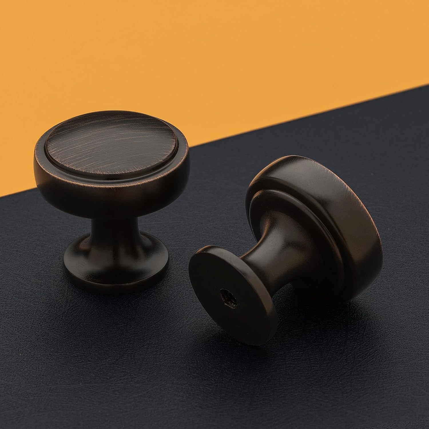 HARPOON 10 Pack Cabinet Knobs, Vintage Round Knob, Modern Pull Drawer Handle Wardrobe, 1 inch Single Hole, Oil Rubbed Bronze